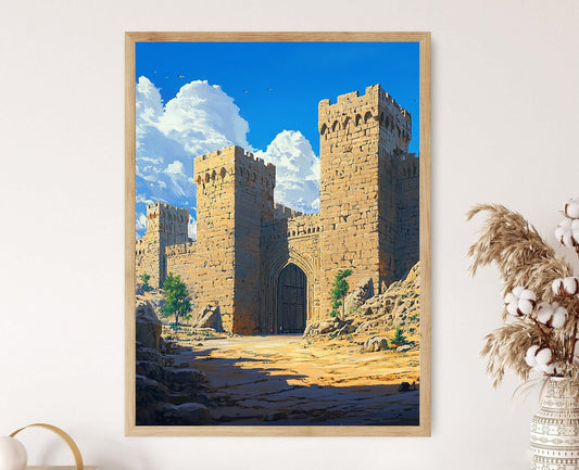 Affiche Citadelle d'Alep – Poster Art du Patrimoine Syrien au Clair de Lune
