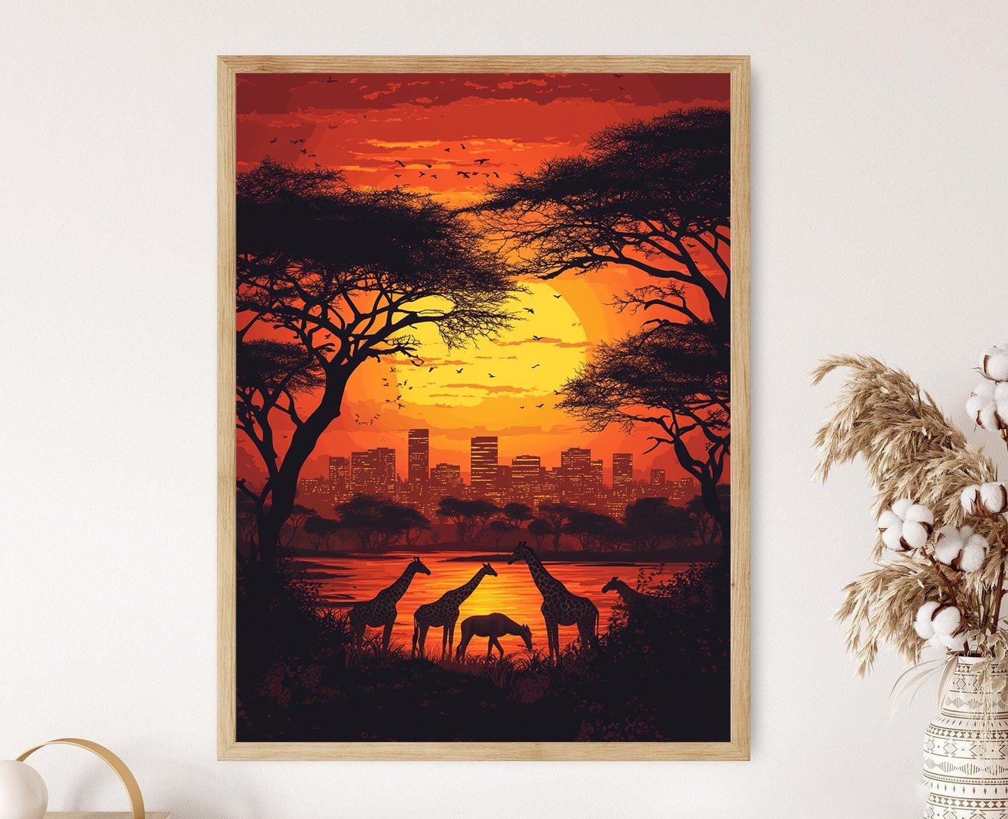 Affiche Nairobi – Poster Coucher de soleil au parc national avec faune