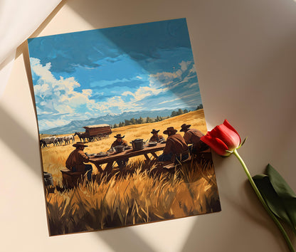 Affiche Scène Montana – Illustration de Cowboy pour Décor Rustique