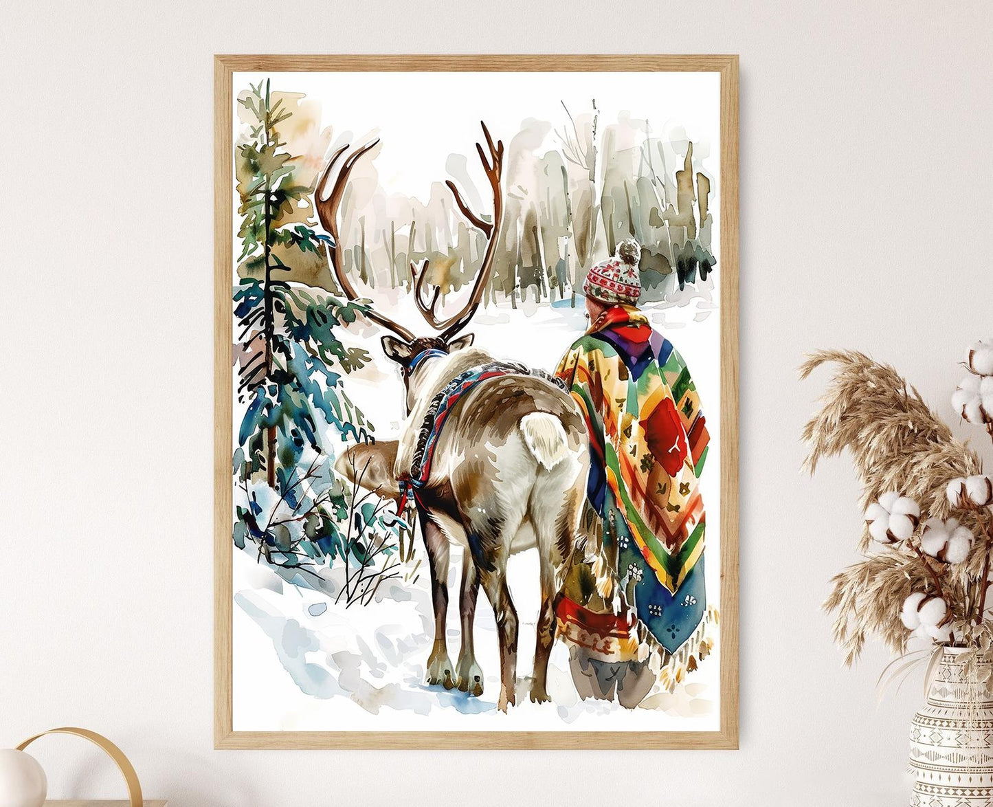 Affiche Culture Sami – Poster Illustration de l'élevage de rennes en Laponie