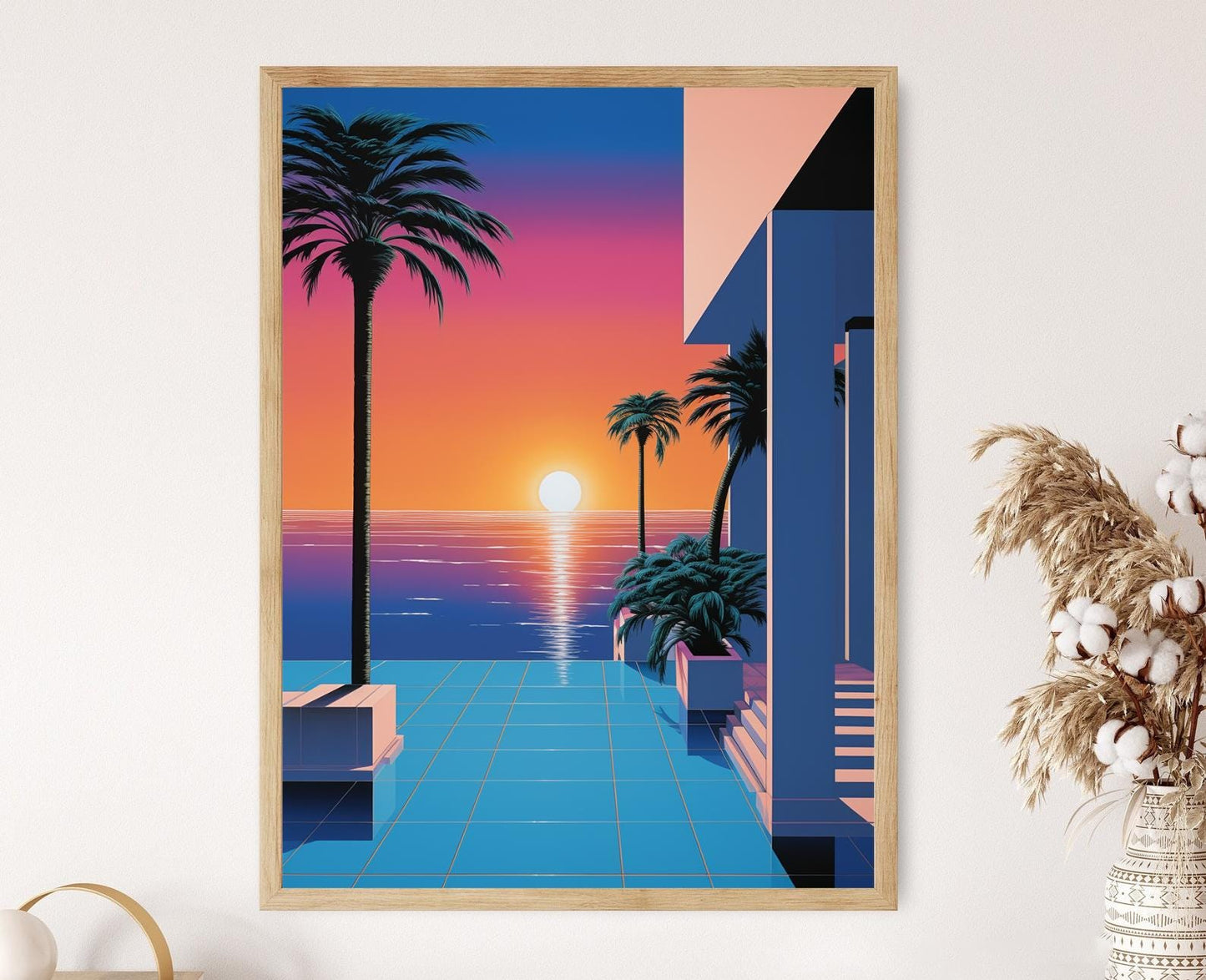 Affiche Palmiers au Couché de Soleil – Poster Décor Rétro Californien