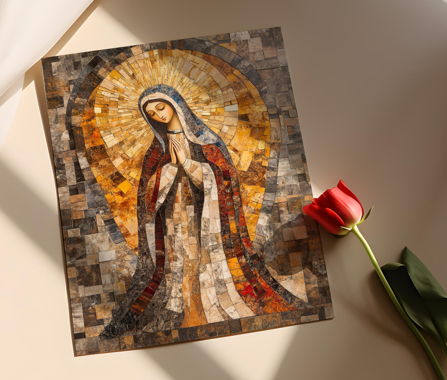 Affiche Vierge Marie – Poster Art Sacré en ambiance paisible