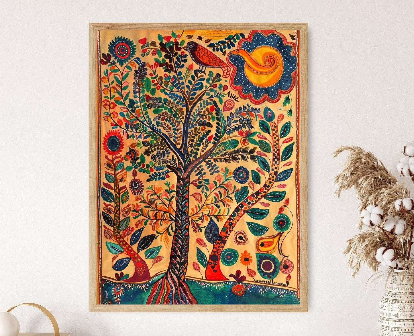 Affiche Madhubani Indienne – Poster Art Populaire Traditionnelle