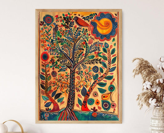 Affiche Madhubani Indienne – Poster Art Populaire Traditionnelle