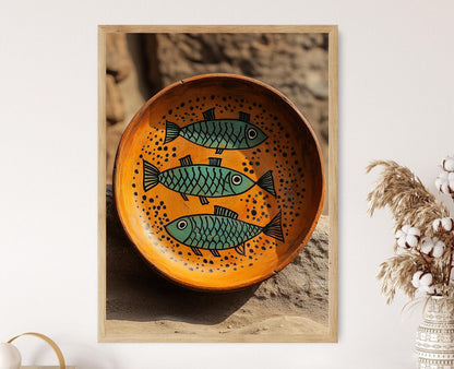 Affiche Poisson Madhubani – Art Imprimé Indien en Décor Folk