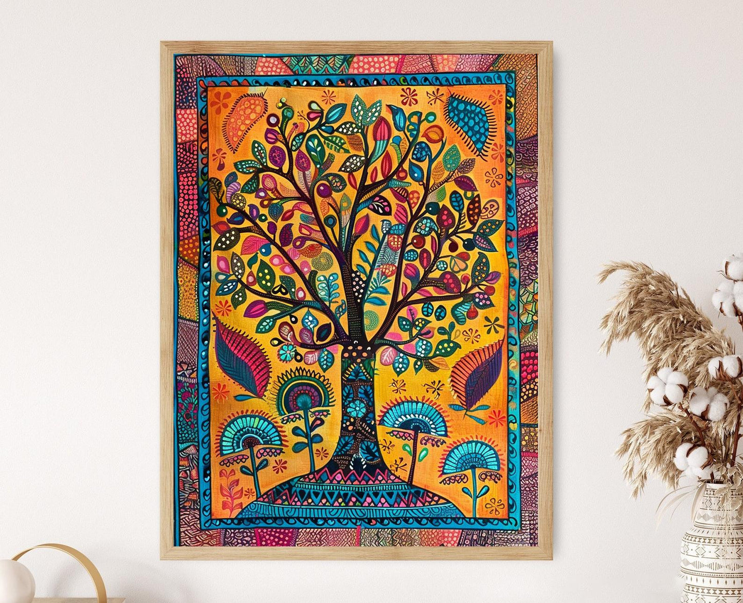 Affiche Madhubani Authentique – Poster Impression d'Art Populaire Indien