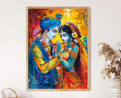 Affiche Radha Krishna - Art Print des Deités Spirituelles Hindoues