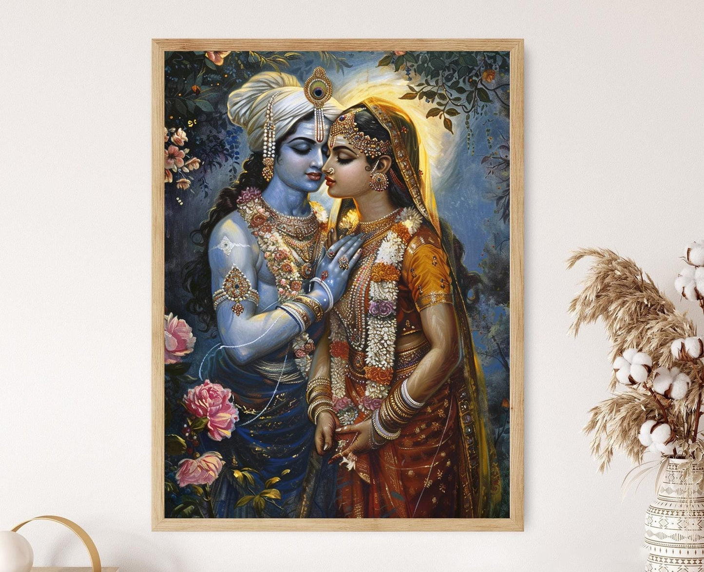 Affiche Radha Krishna Éthérée – Poster Illustration d'Amour Indien
