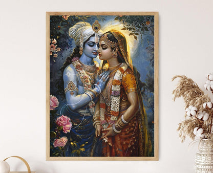 Affiche Radha Krishna Éthérée – Poster Illustration d'Amour Indien