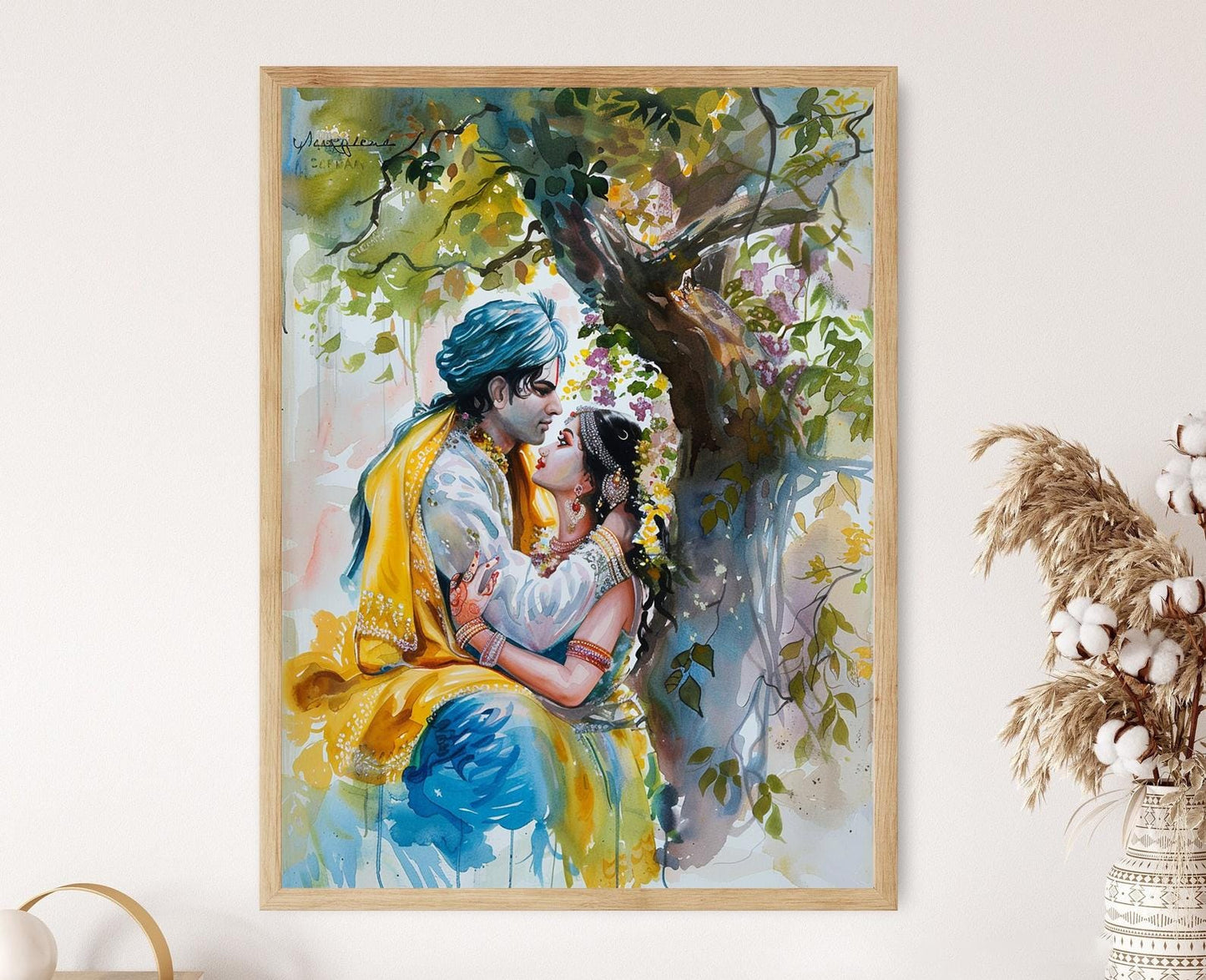 Affiche Radha Krishna – Portrait Éthéré du Couple Divin
