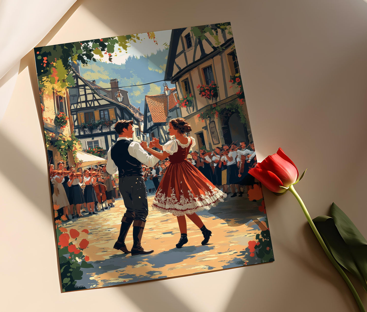 Affiche Zwiefacher – Impression Art déco de danse folklorique allemande