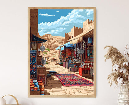 Affiche Palmyra Bazaar – Art Syrien, Bijoux et Scène de Marché