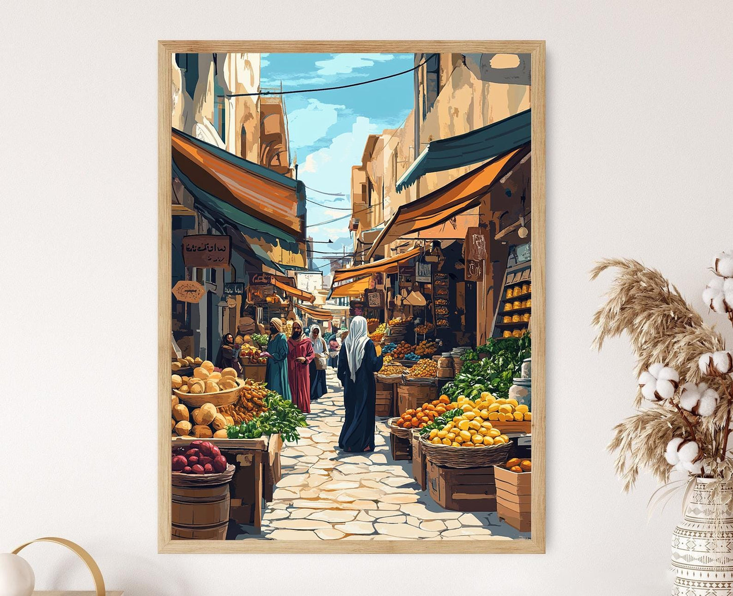 Affiche Marché Syrien – Impression Idlib, Décor Culturel Élégant