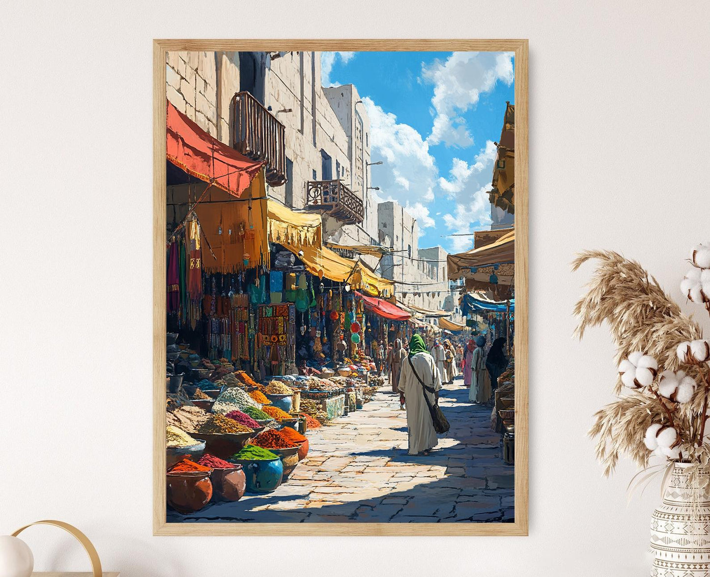 Affiche Souk Syrien – Imprimé d'art Épices & Bijoux en Argent