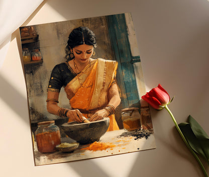 Affiche Épices Indiennes – Poster Art Culinaire Rustique