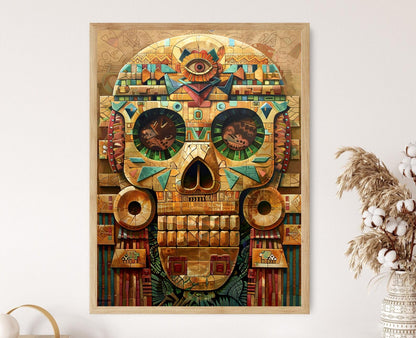 Affiche Art Aztèque – Imprimé Culturel Intricate pour Décoration Murale