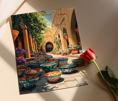 Affiche de bols en céramique iranienne – Poster motifs géométriques traditionnels