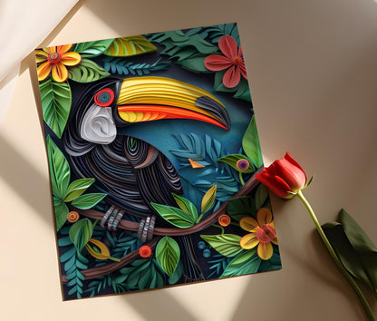 Affiche Toucan à Bec de Cuillère – Décoration Murale Oiseaux Tropicaux