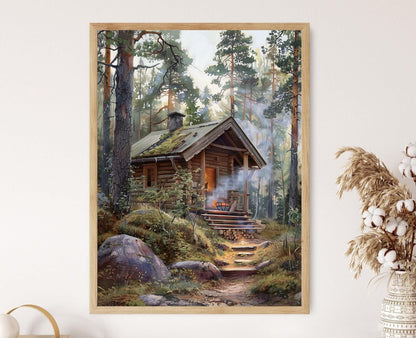 Affiche Sauna Finnois – Poster Art Traditionnelle en Bois