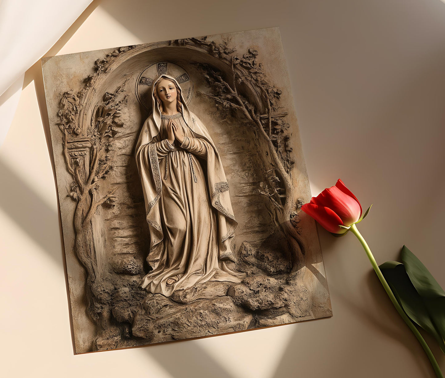 Affiche Vierge de Lourdes – Poster Art Religieuse pour Décoration Murale