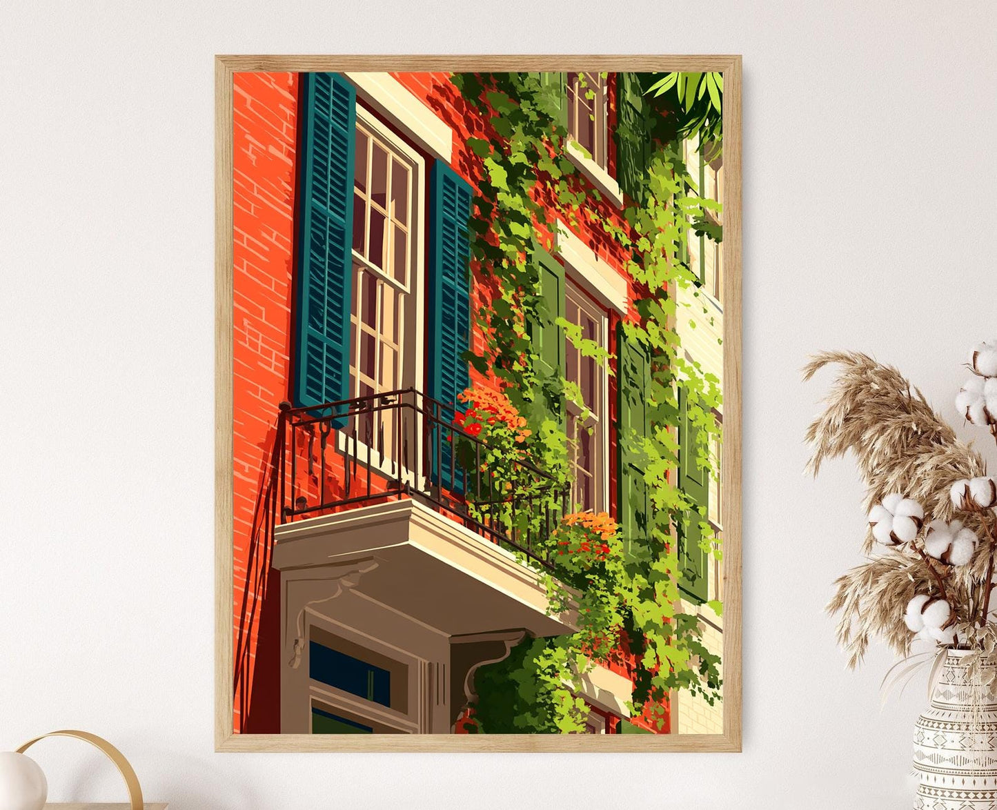 Affiche Balcon de Philadelphie – Impression Art Déco de Bégonia Historique