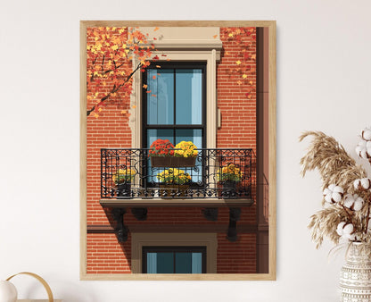 Affiche Automne à Boston – Impression d'Art de Fleurs New England