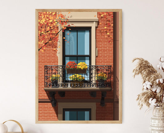 Affiche Automne à Boston – Impression d'Art de Fleurs New England