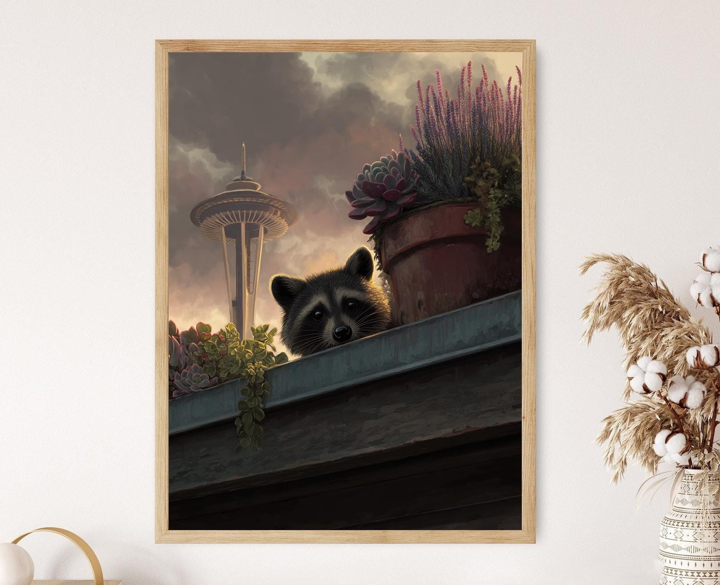 Affiche Raton Laveur de Seattle – Art Urbain avec la Space Needle