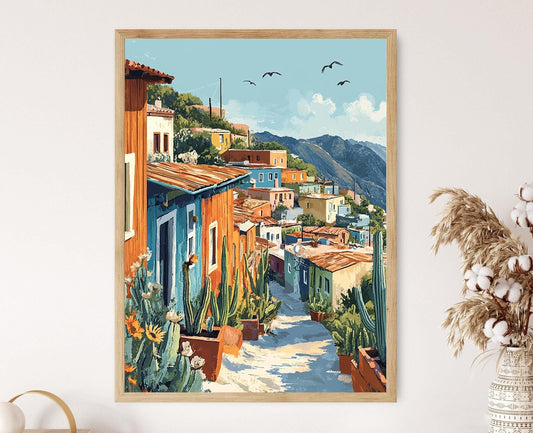 Affiche Maison de Bisbee – Illustration Architecture Désert Arizona