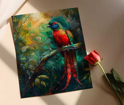 Affiche Quetzal Resplendissant – Art Mural Oiseau, Couleurs Vives, Nature