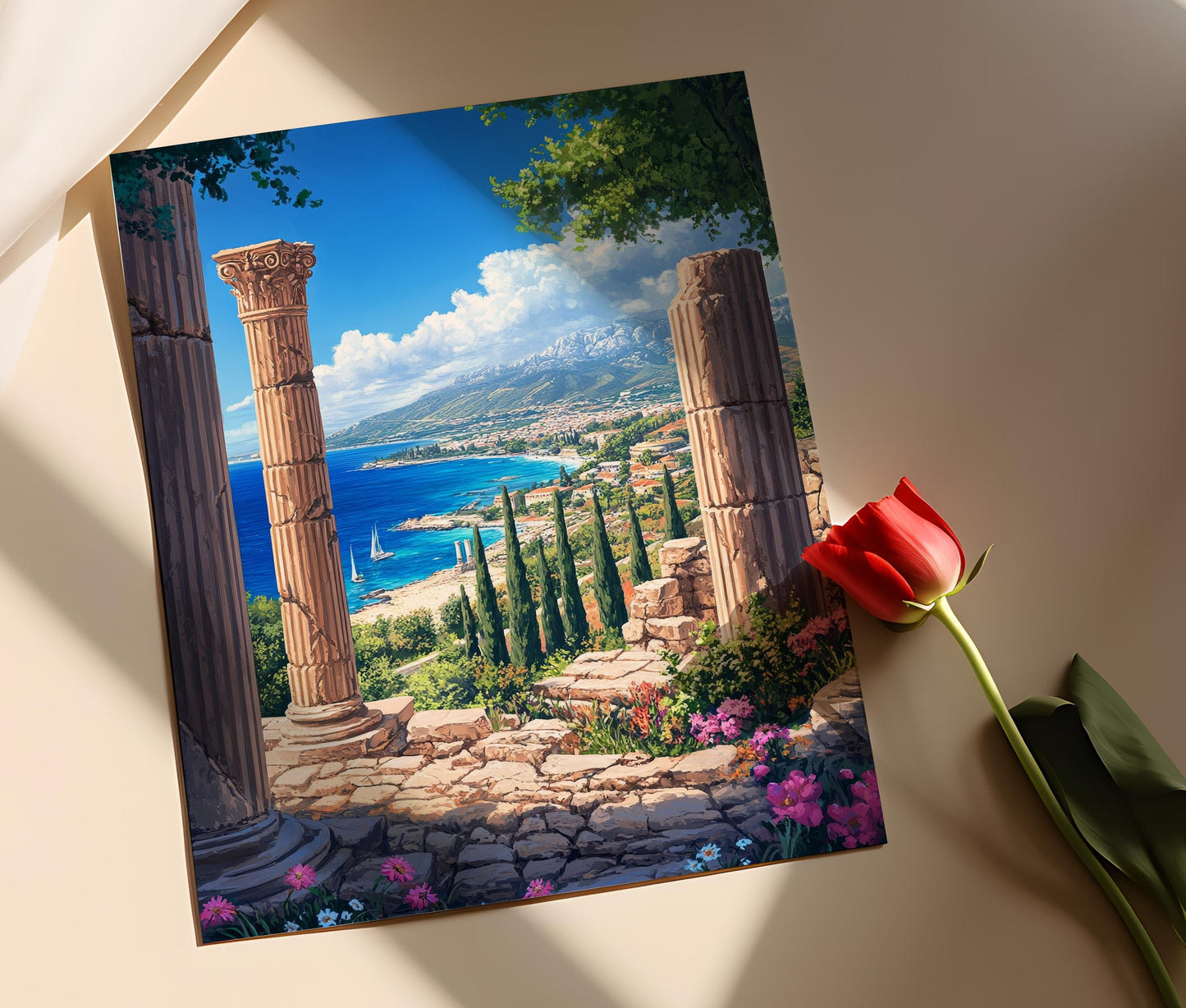 Affiche Ruines de Carthage – Poster Vue Méditerranéenne de Tunisie