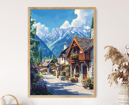 Affiche Leavenworth - Illustration Bavaroise de Maisons et Magasins