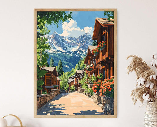 Affiche Telluride – Illustration Montagne Colorado, Art Rustique