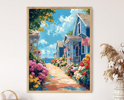 Affiche Côte de Provincetown – Illustration Nautique de Village Maritime