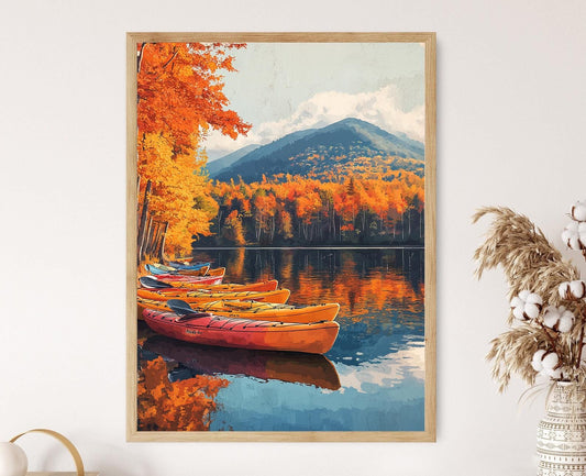 Affiche Kayaks à Burlington – Impression Art de Reflet Automnal