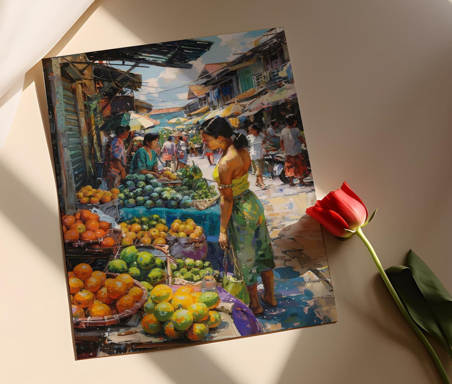 Affiche Marché de Fruits Philippins – Poster Art Murale Tropicale Colorée