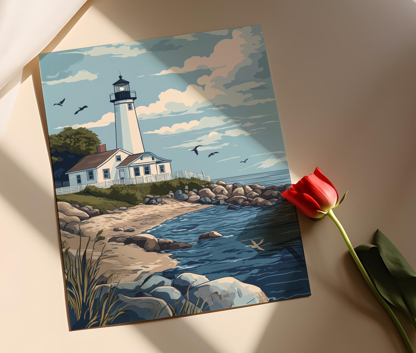 Affiche Phare de Old Saybrook – Poster Art de Côte du Connecticut