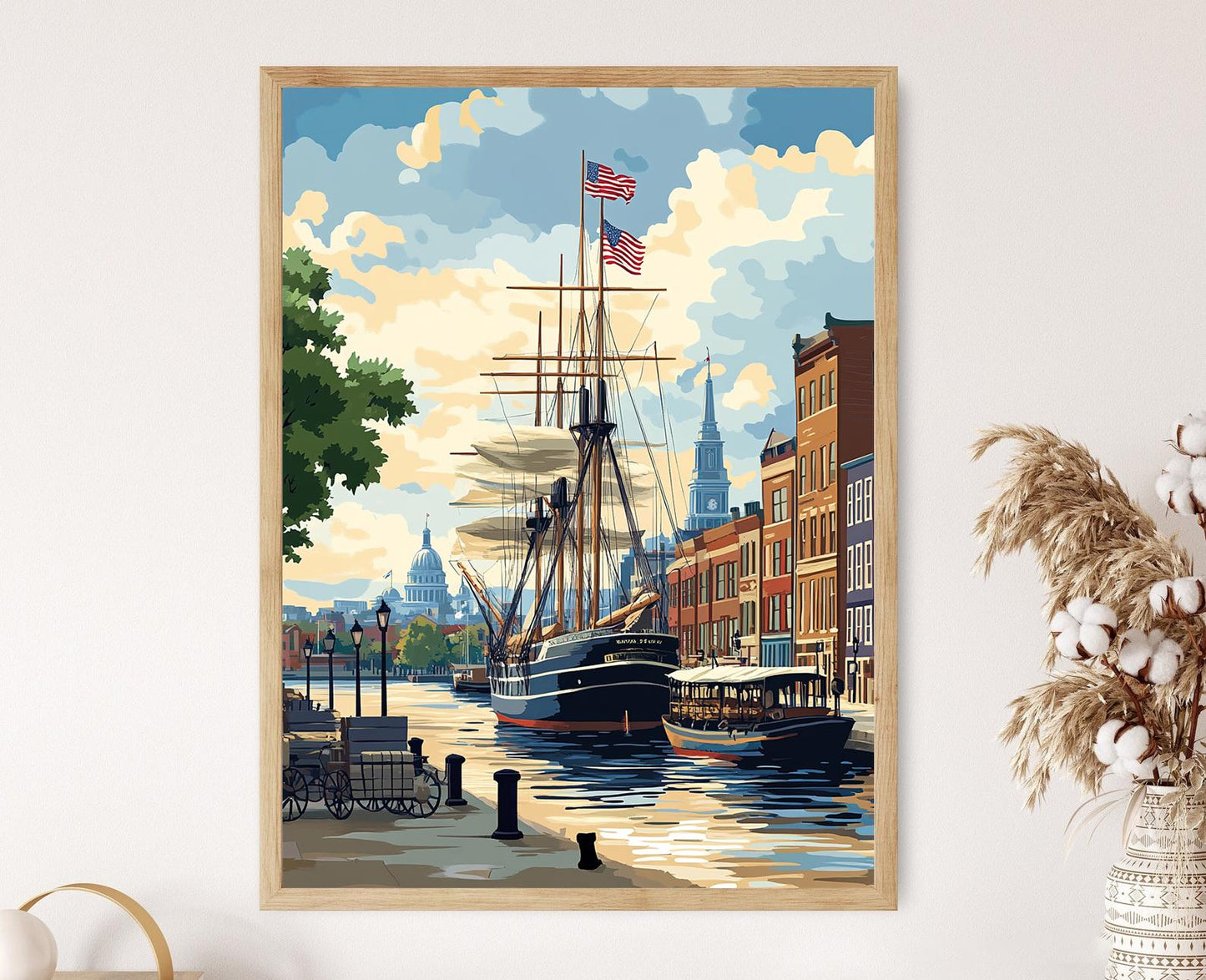 Affiche Baltimore – Peinture maritime du port historique des années 1810