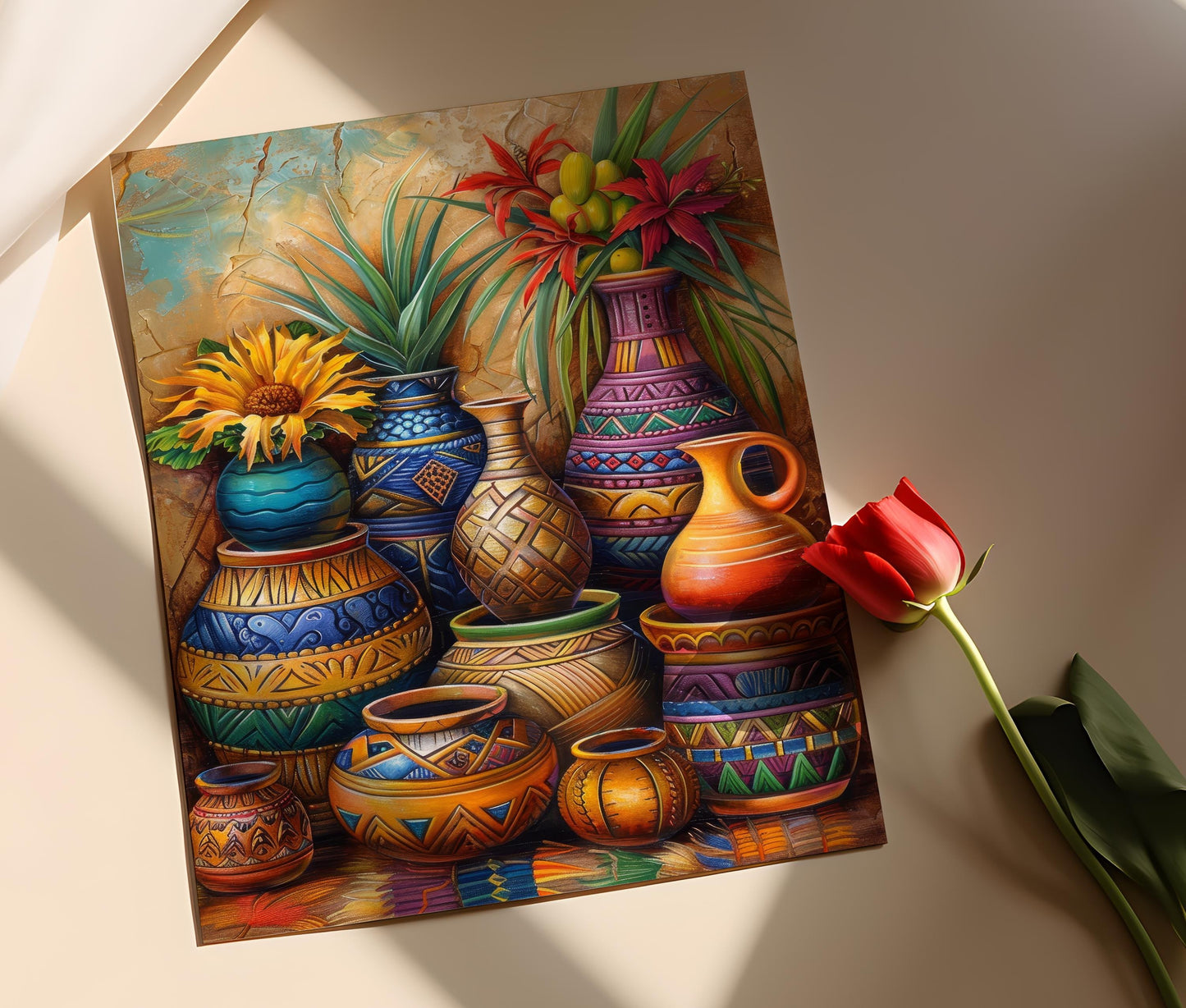 Affiche Pottery Jamaïcaine – Poster Artisanat avec Designs Intriqués