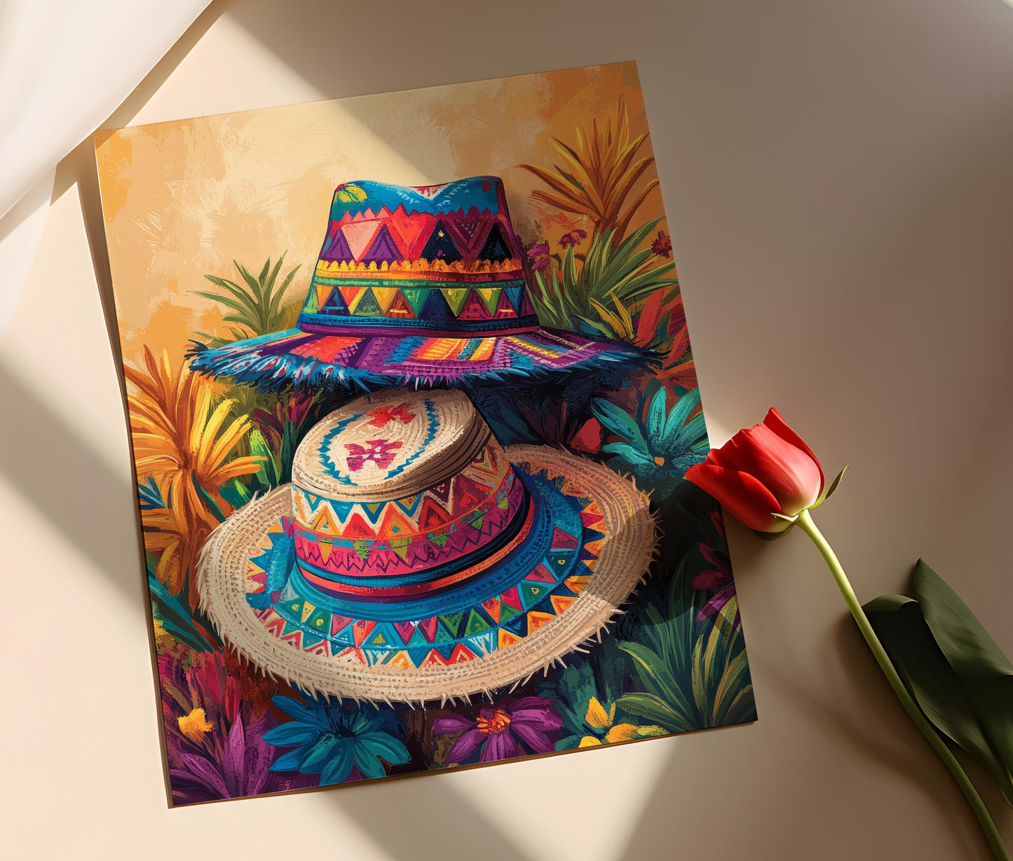 Affiche Aguayo Bolivien & Chapeau Bombín – Illustration de Vêtements Andins