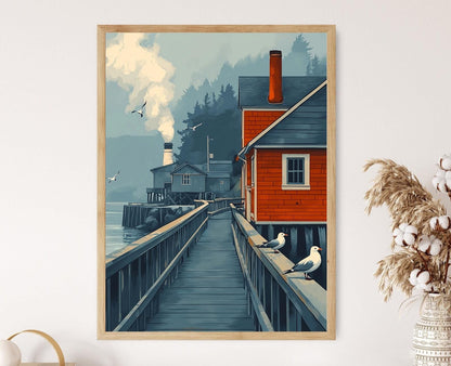 Affiche Astoria – Illustration de la brume côtière de l'Oregon