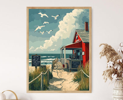 Affiche Montauk – Art mural côtier de New York en illustration vectorielle