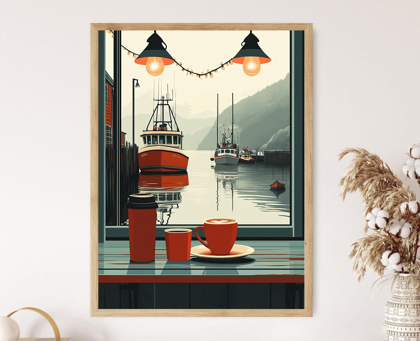 Affiche Matin à Newport – Illustration Vecteur d'une Scène Côtière