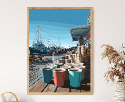 Affiche Fremantle Harbour – Impression Art : Marché d'Hiver Côtier