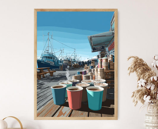 Affiche Fremantle Harbour – Impression Art : Marché d'Hiver Côtier