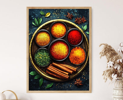 Affiche Thali Indien – Imprimé Art : Safran, Cannelle et Paprika