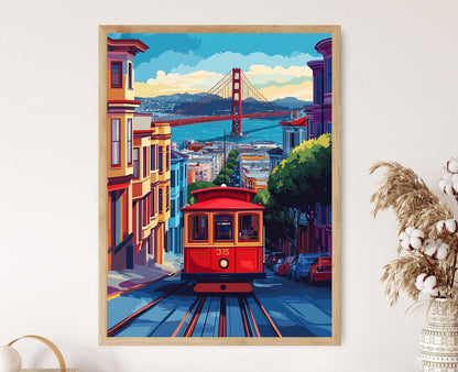 Affiche Tramway de San Francisco – Imprimé Art : Pont du Golden Gate
