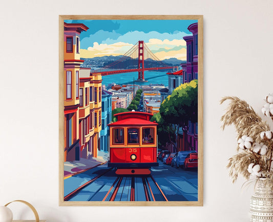 Affiche Tramway de San Francisco – Imprimé Art : Pont du Golden Gate