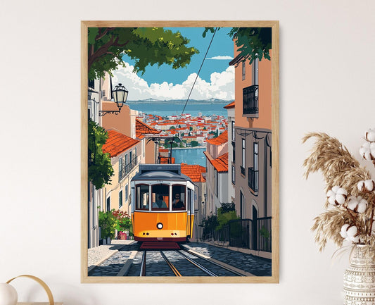 Affiche Tramway de Lisbonne – Poster Art urbain d'Alfama, Portugal