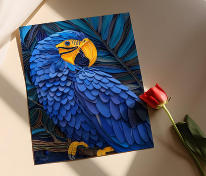Affiche de Perroquet Hyacinthe – Art Oiseau Exotique, Plumes Bleues Vives